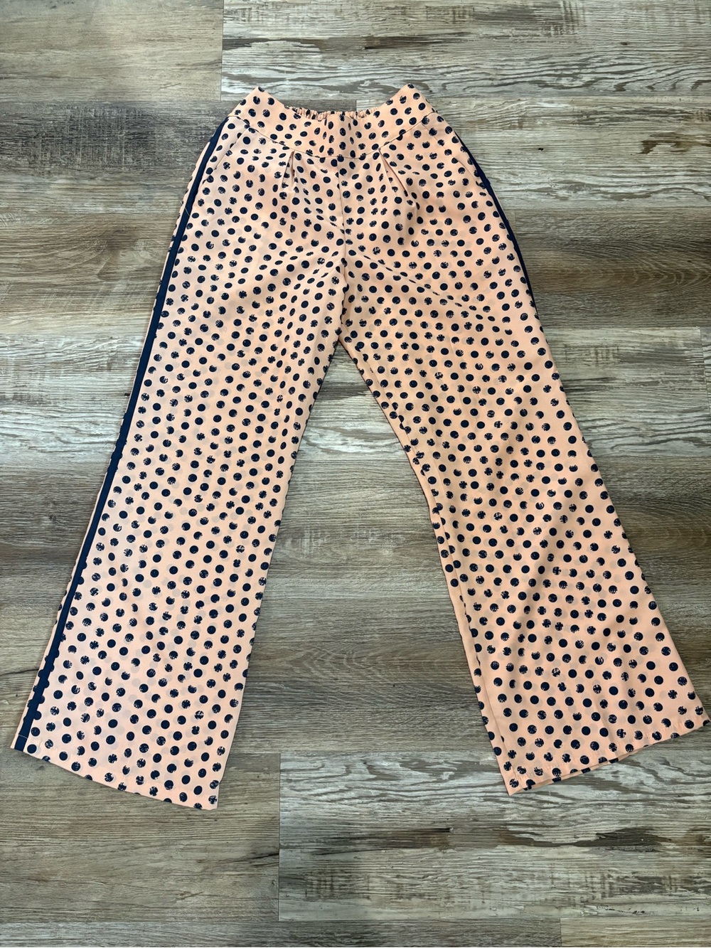 Gianni Bini Winny Palazzo Pants Wide Leg Polka Dot Beige Navy Size XS